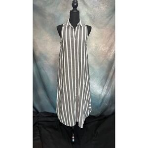 Holding Horses Anthropologie Gray Dress Sleeveless Striped Button Down‎ Size 2